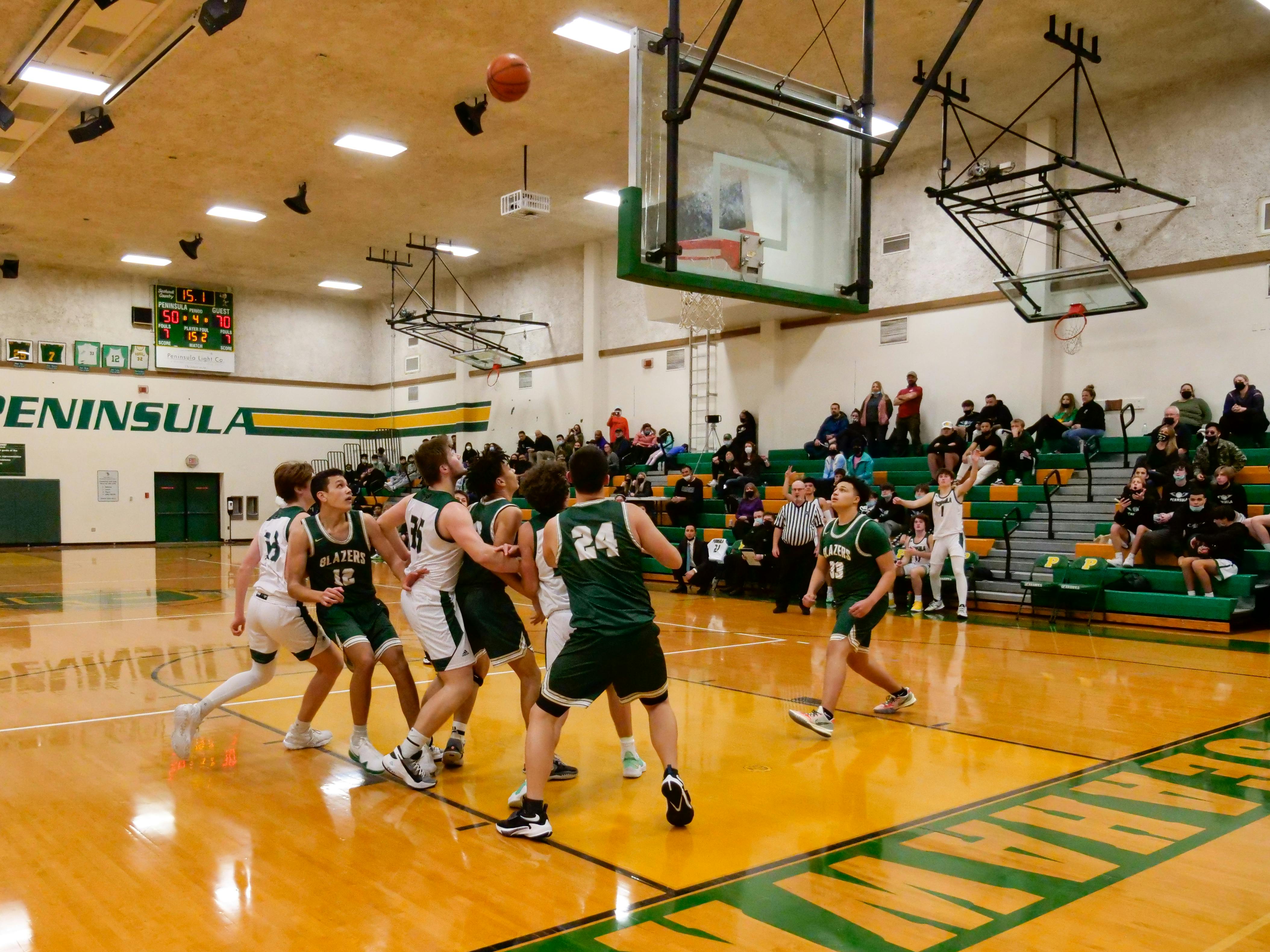 Basketball game action shot